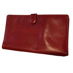 Etons Mello Cowhide Leather Travel Wallet Vintage Red